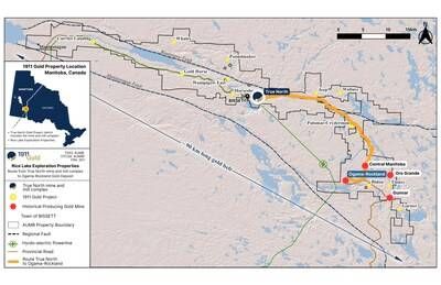 Figure 1: Ogama-Rockland Location Relative to True North (CNW Group/1911 Gold Corporation) Figure 1: Ogama-Rockland Location Relative to True North (CNW Group/1911 Gold Corporation)